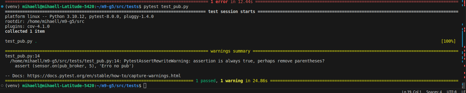 Teste de publicação MQTT