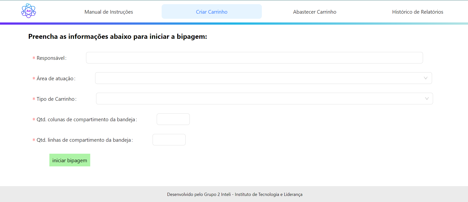 Criação de carrinho