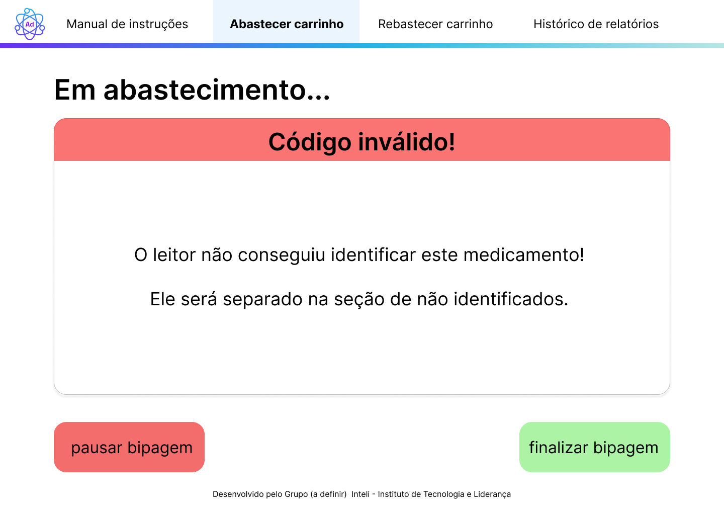 Mockup código inválido