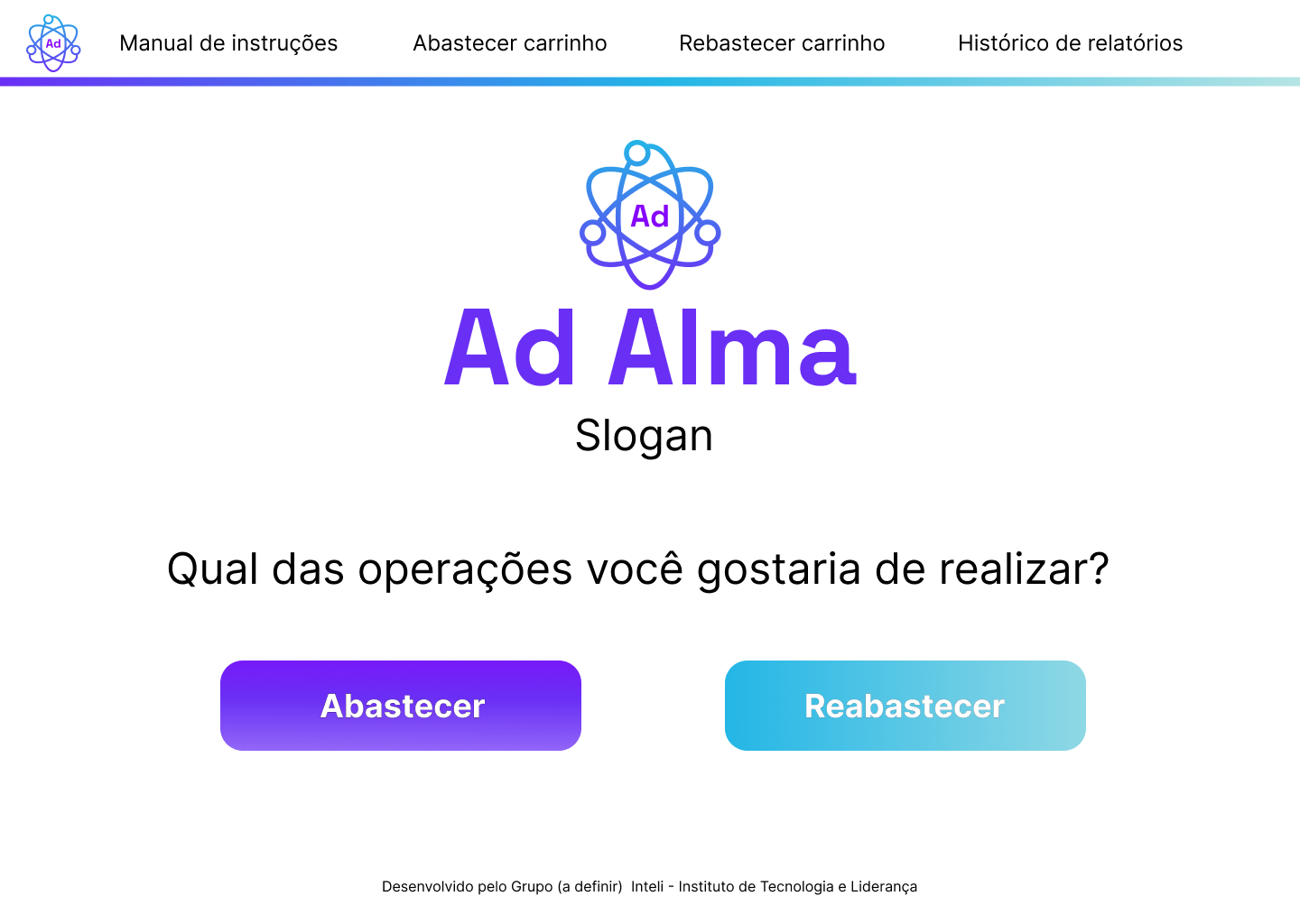 Mockup tela inicial