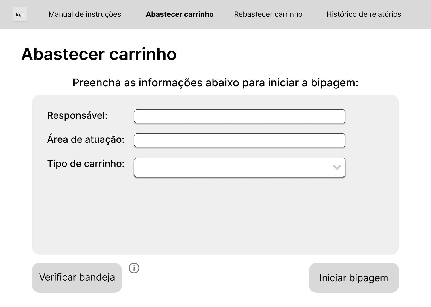Wireframe tela abastecimento