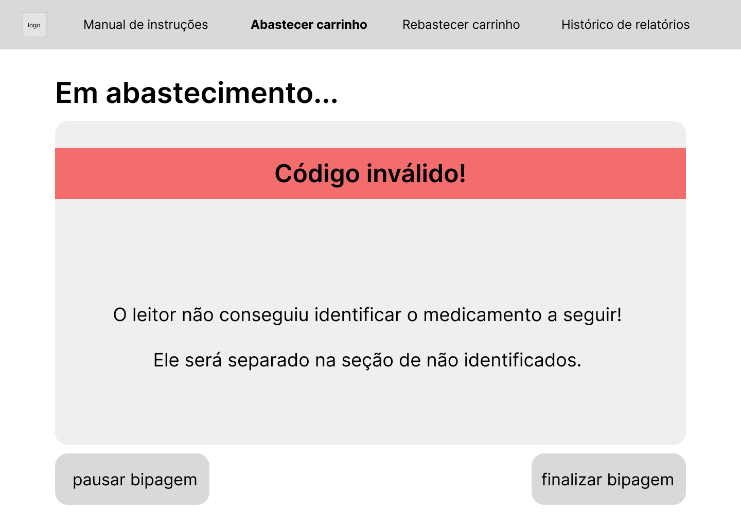 Wireframe código inválido