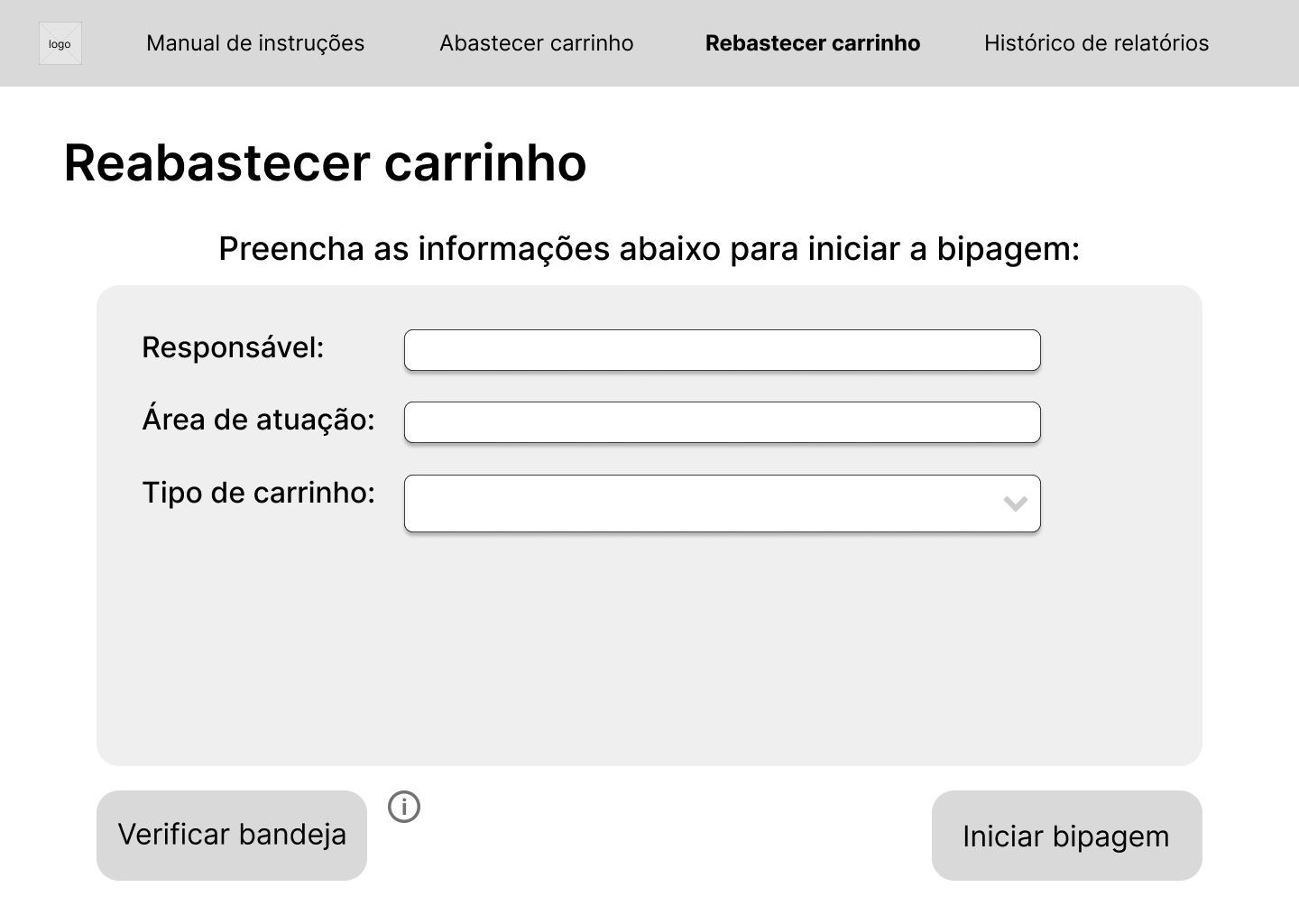 Wireframe tela abastecimento