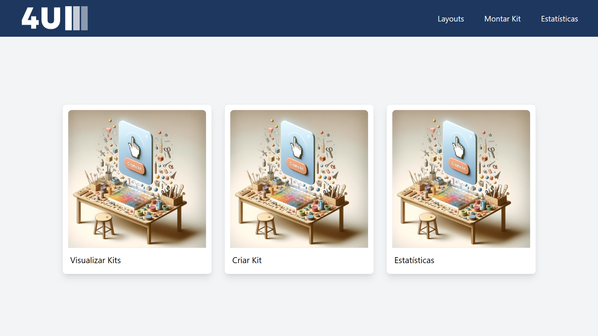 Frontend Menu de Funcionalidades