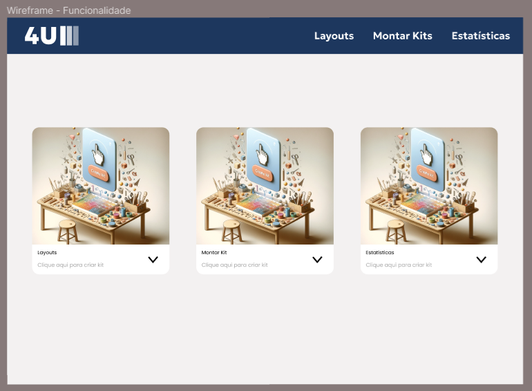 Wireframe Menu de Funcionalidades