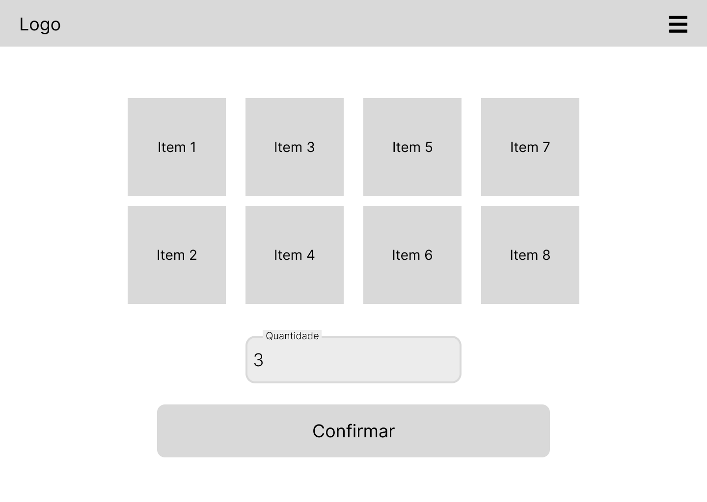 Wireframe Quantidade de Kits