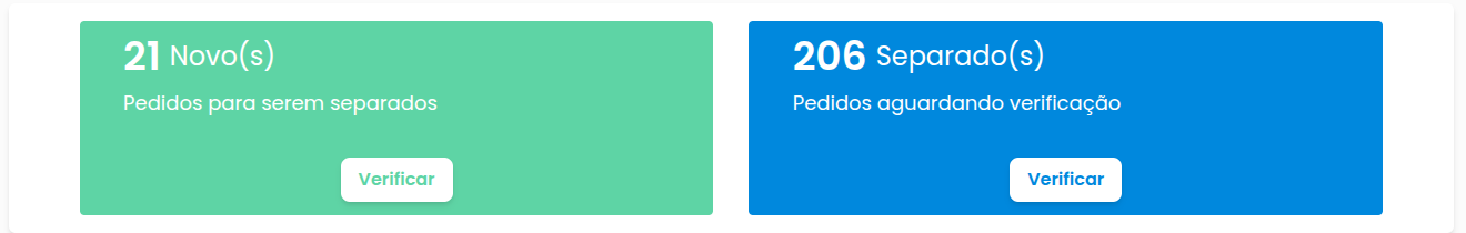 Botões de verificação da tela Dashboard