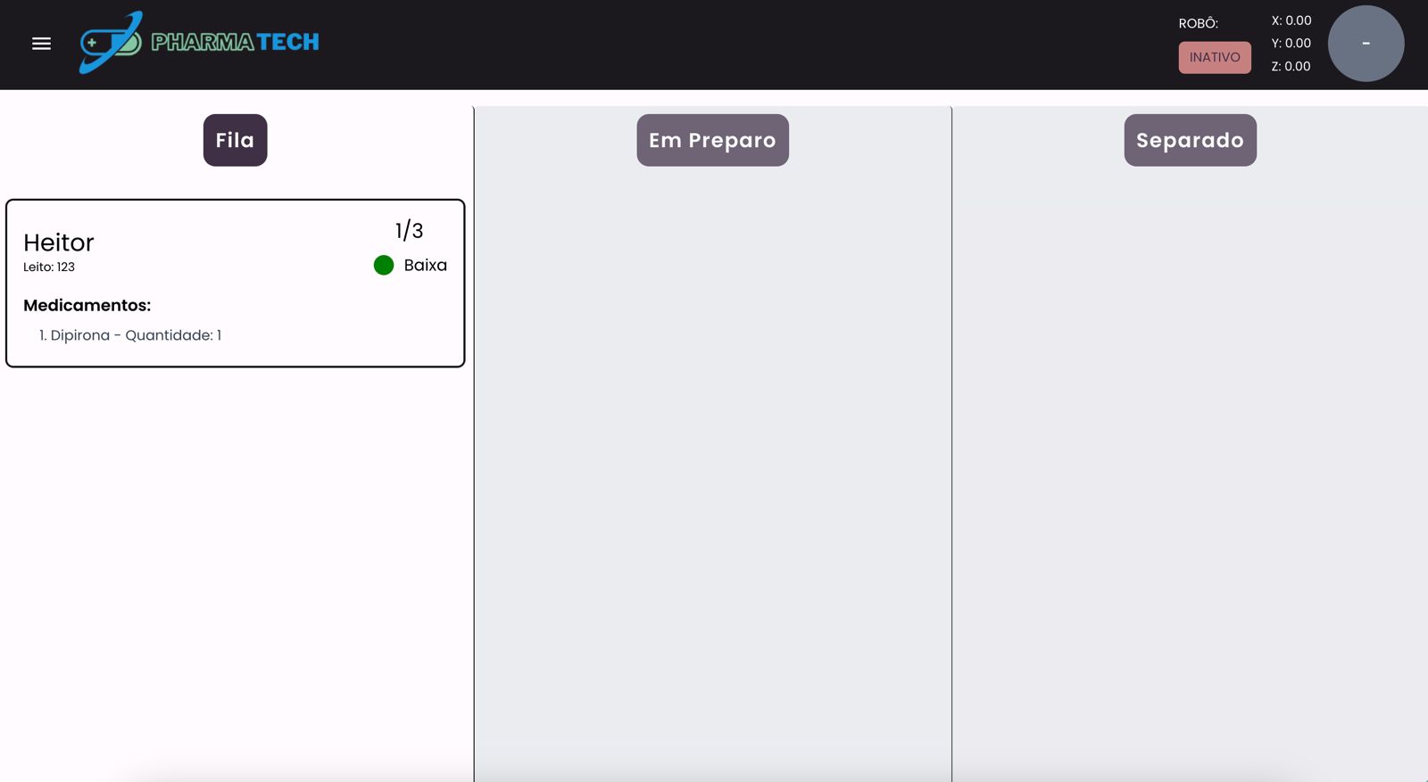 Frontend página Dashboard