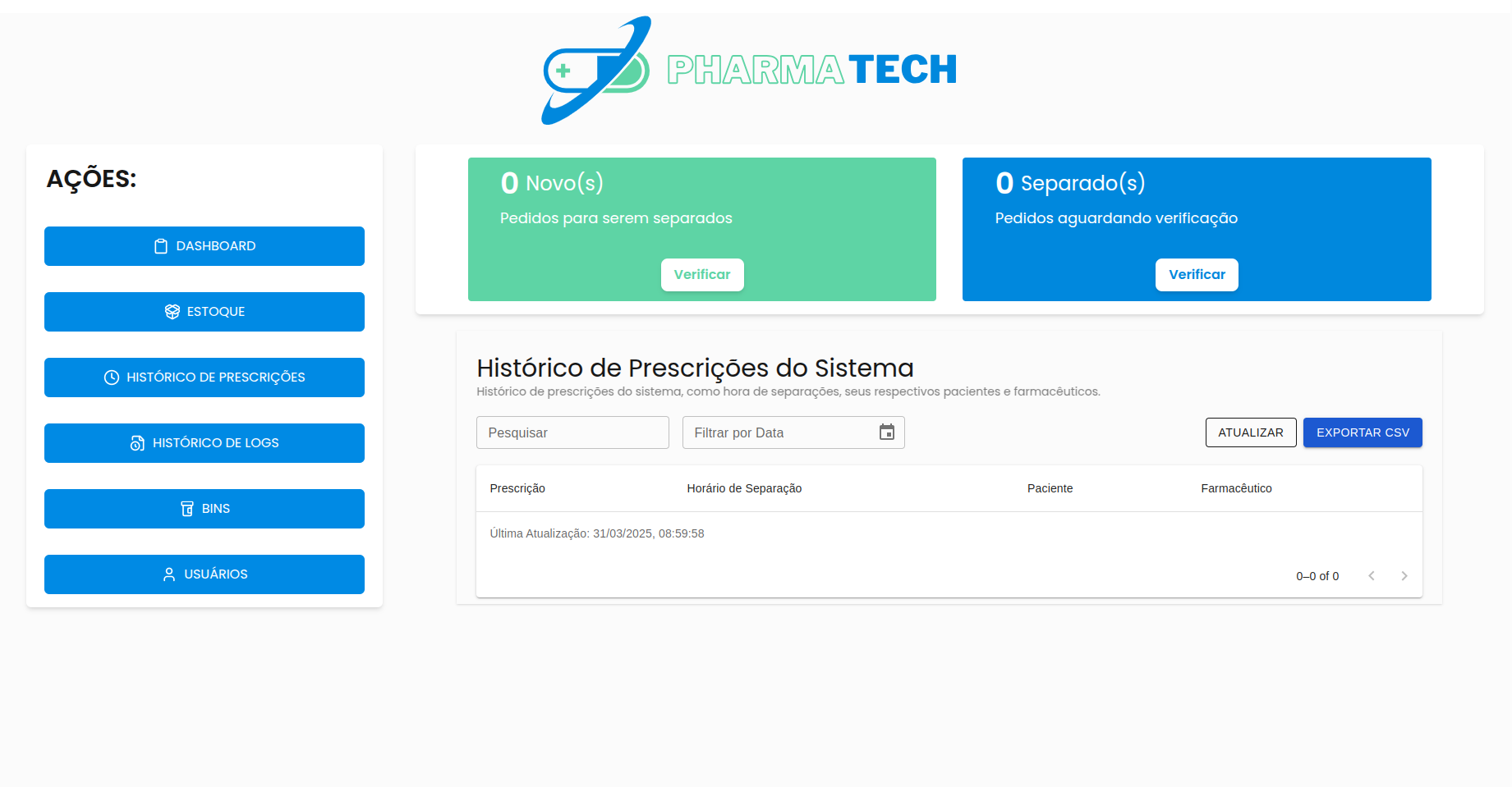 Frontend página Home