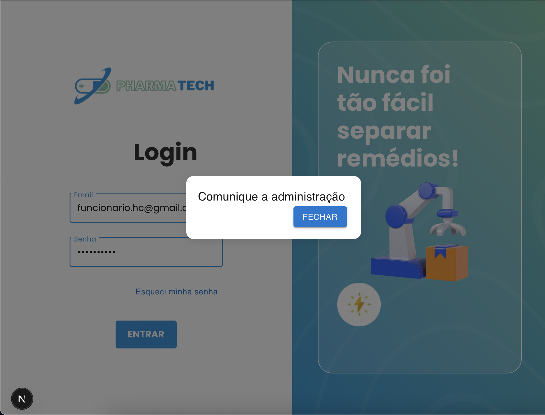 Modal esqueci minha senha