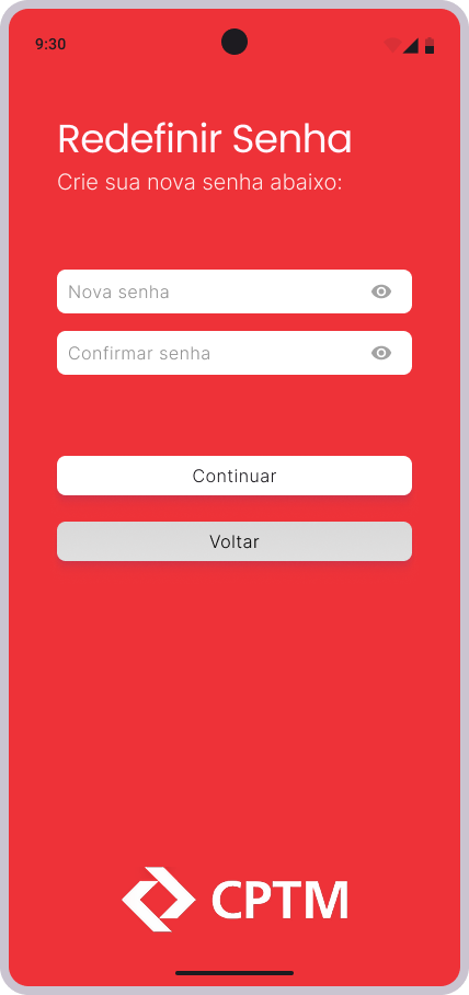 Tela de Criar Nova Senha