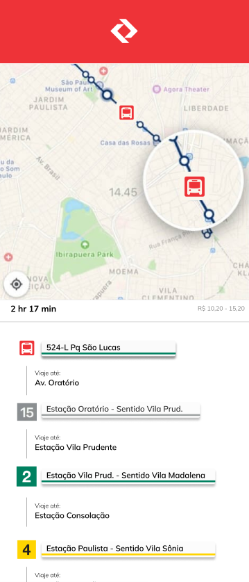Tela de rotas