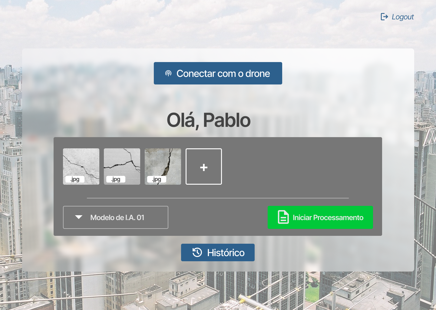 Home page com upload de imagens