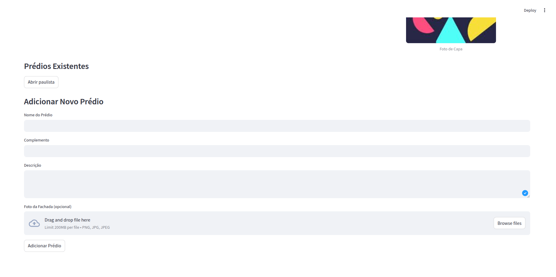Formulário de Novo Prédio